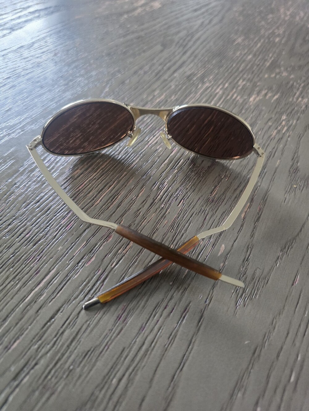 Vintage Oakley Titanium Oval Sunglasses Gold Frame Brown Lenses